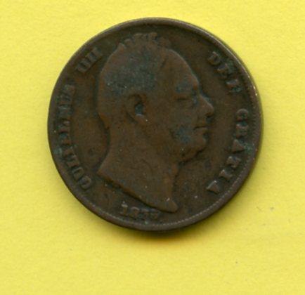 UK  William IV  Farthing Coin  Dated 1835