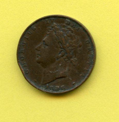 UK  George IV  Farthing Coin  Dated 1826