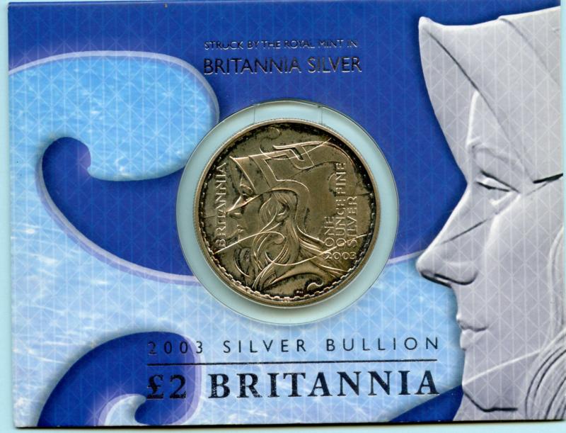 UK Silver Britannia One Ounce  Coin Dated 2003