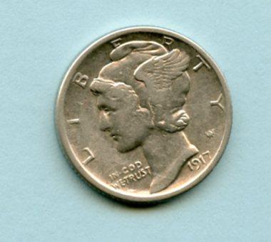 United States of America.  U.S.A Silver Dime Coin Dated 1917