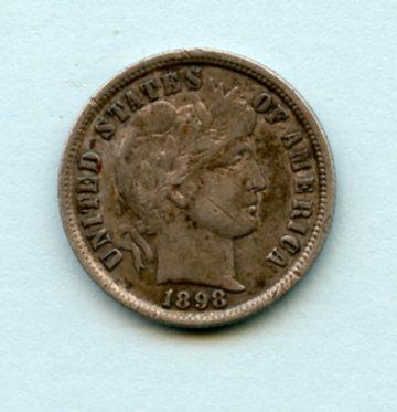 United States of America.  U.S.A Silver Dime Coin Dated 1898