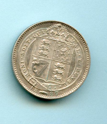 UK Queen Victoria Shilling Coin Dated 1887