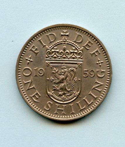 UK Elizabeth II  Shilling Coin  Scottish Obverse Dated 1959