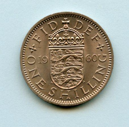 UK Elizabeth II  Shilling Coin  English Obverse Dated 1960