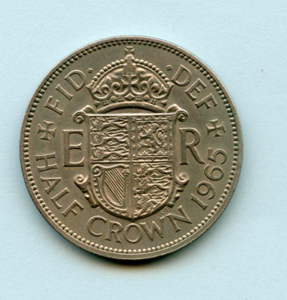 UK Queen Elizabeth II Half Crown Coin  Dated 1965