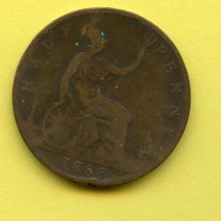 UK  Queen Victoria Halfpenny Coin Dated 1888