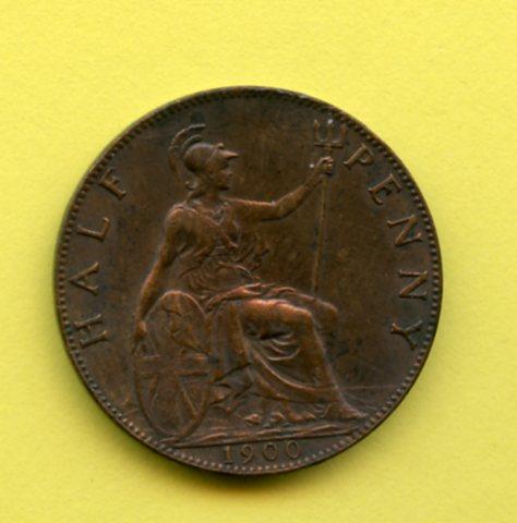 UK  Queen Victoria Halfpenny Coin Dated 1900