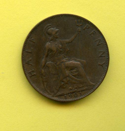 UK  Queen Victoria Halfpenny Coin Dated 1901