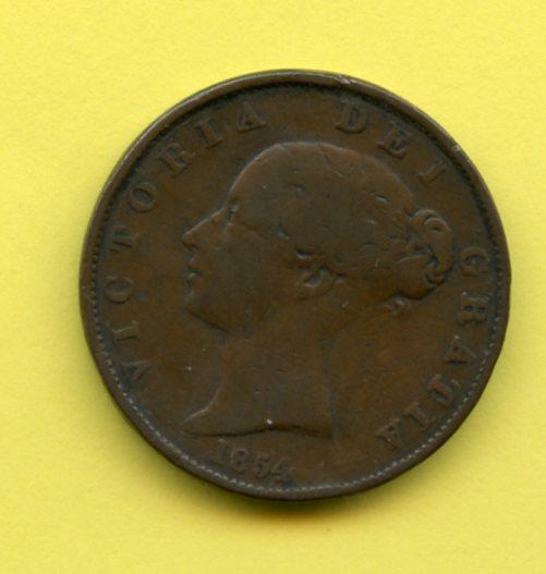 UK  Queen Victoria Halfpenny Coin Dated 1854