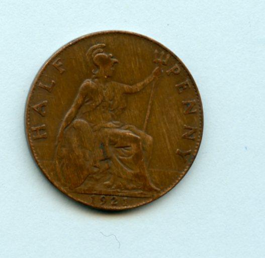 UK George V  Half Penny Coin  Dated 1921