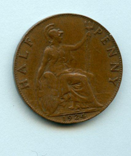 UK George V  Half Penny Coin  Dated 1924