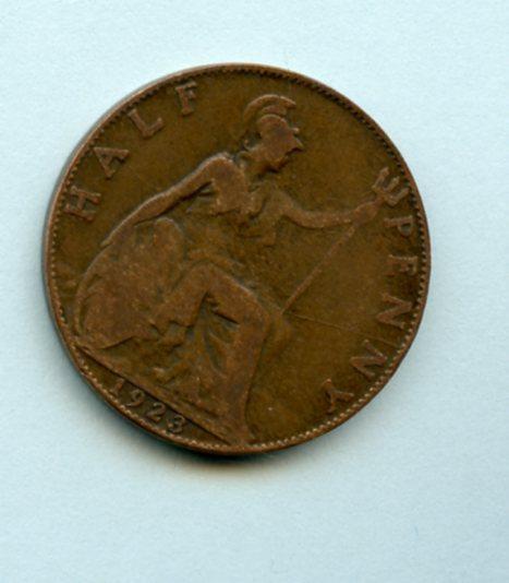 UK George V  Half Penny Coin  Dated 1923