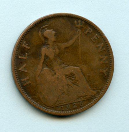UK George V  Half Penny Coin  Dated 1926
