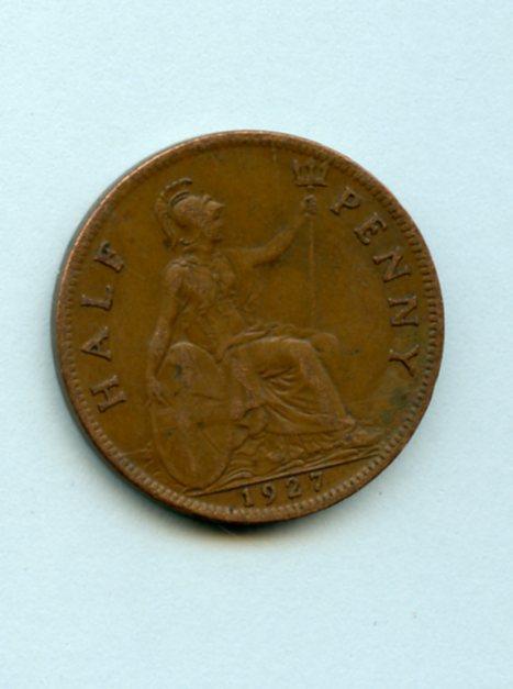 UK George V  Half Penny Coin  Dated 1927