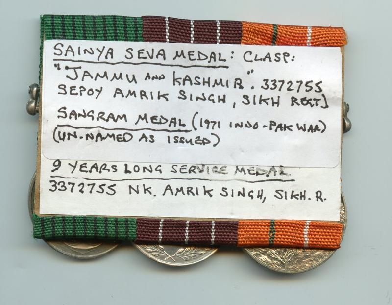 India: General Service Medal 1947-65 Medal Group To Sepoy Amrik Singh, Sikh Regiment