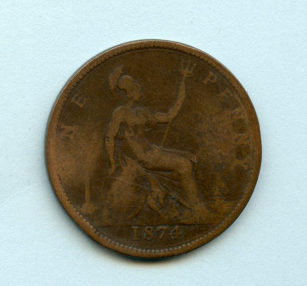 UK  Queen Victoria Penny Coin Dated 1874