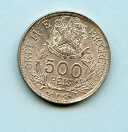 Brazil  500 Reis Coin Dated 1912