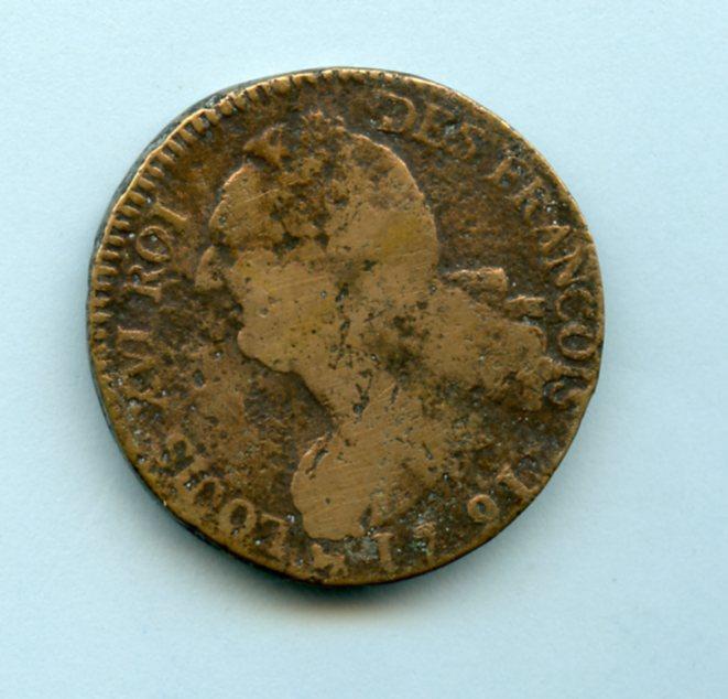 France  2 Sols  Coin Dated 1791