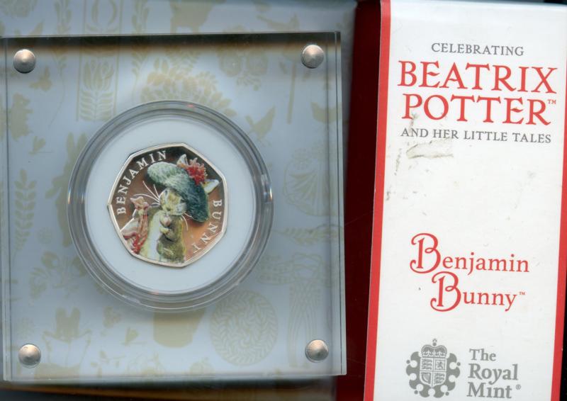 UK 2017  Beatrix Potter Benjamin Bunny Silver Proof  50 Pence Coin