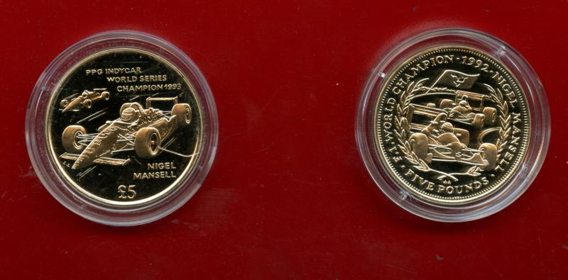 1993-4 Isle Of Man Pobjoy Mint £5 Uncirculated  Coin Set Nigel Mansell F1 World Series