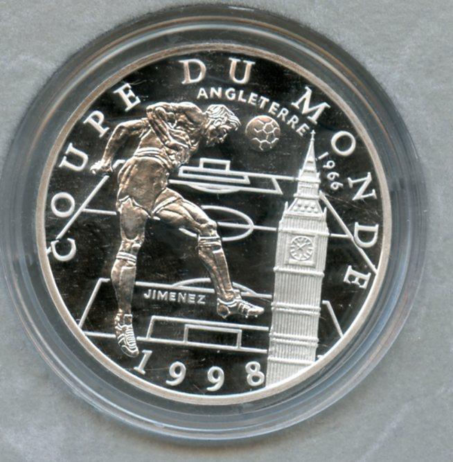 1997 France, Coupe du Monde 1998, World Cup  Silver Proof 10 Francs Coin