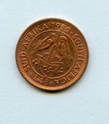 South Africa  Farthing Coin Dated 1959