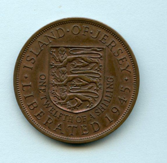 Jersey  1/12 Shilling Coin  Dated 1945