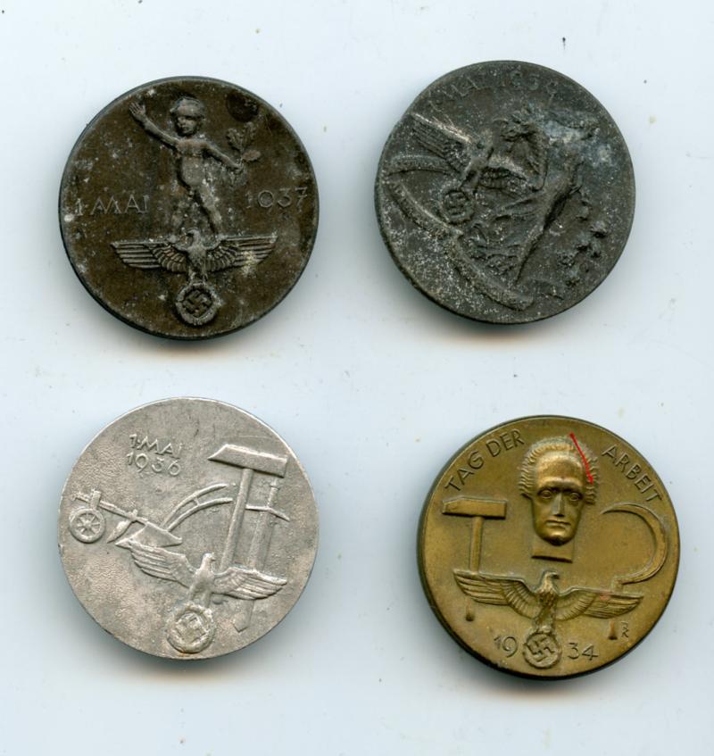 Collection of 4 Different WW2 German Tinnie Day Badges