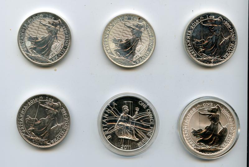 Dated Run of 6 Silver Britannia Coins