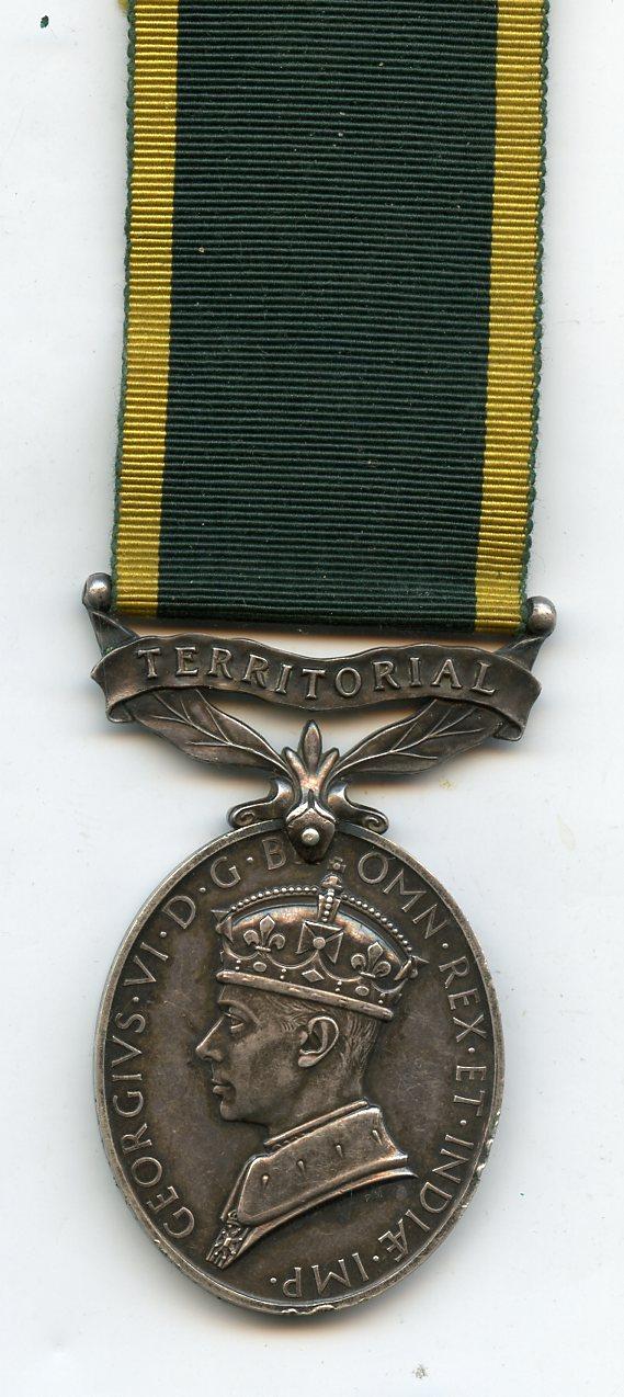 Territorial Efficiency Medal To Gunner E F Hamilton, Heavy Anti-Aircraft Regiment Royal Artillery
