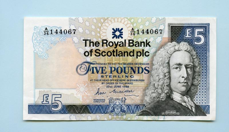 Royal Bank Of Scotland £5 Five Pounds Note  Dated 22nd June 1988