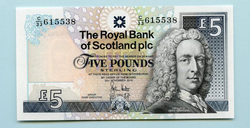 Royal Bank of Scotland £5 Five Pounds Note  Dated 30th November 2010