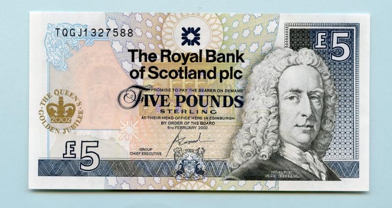 Royal Bank of Scotland  £5 Five Pounds Notes Queen's Golden Jubilee Commemorative Dated 6th February 2002