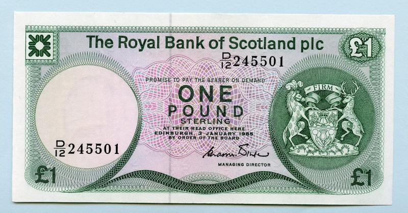 Royal Bank of Scotland £1 One Pound Note Dated 3rd January 1985