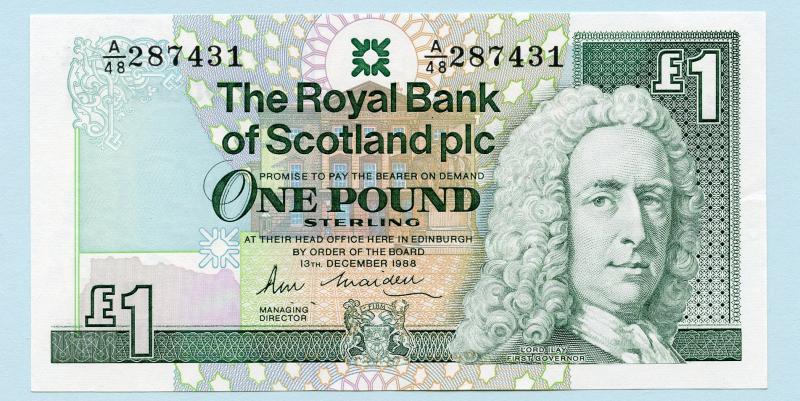 Royal Bank of Scotland £1 One Pound Note Dated 13th December 1988