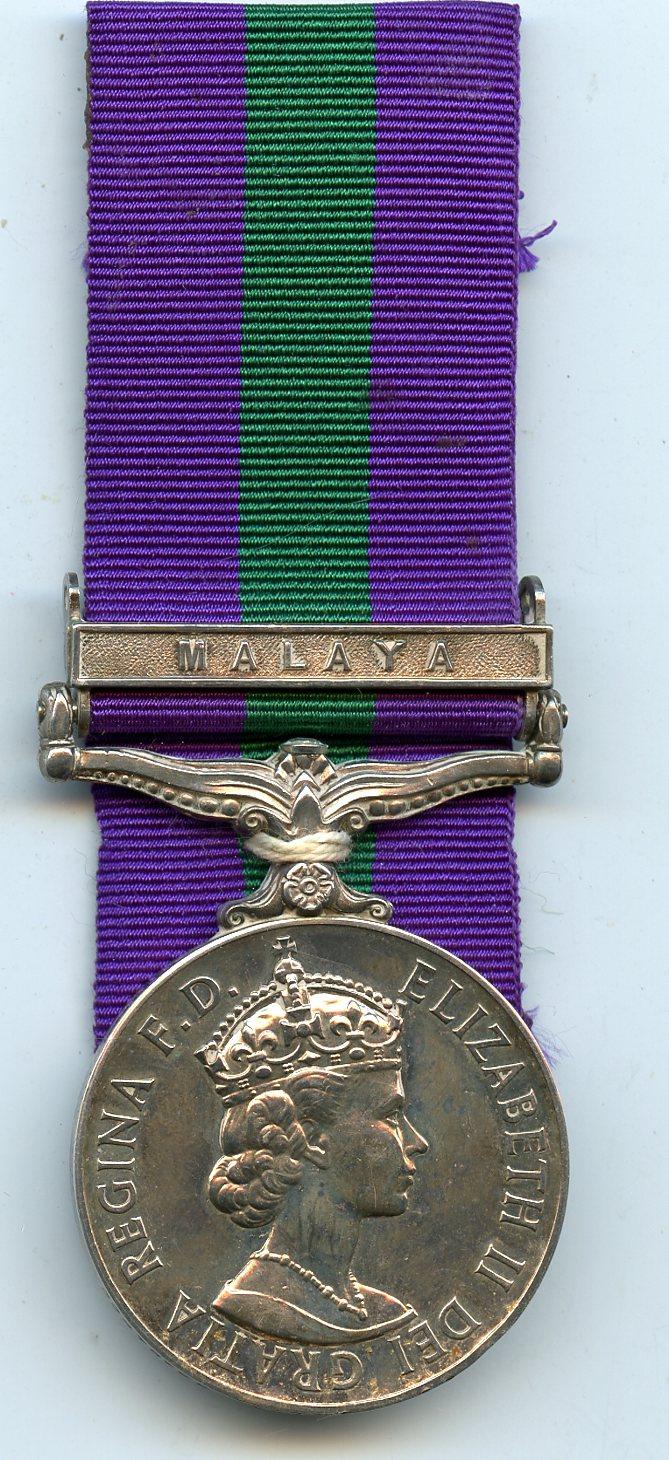 General Service Medal 1 Clasp Malaya; Pte J. A. Parle, Royal Army Ordnance Corps