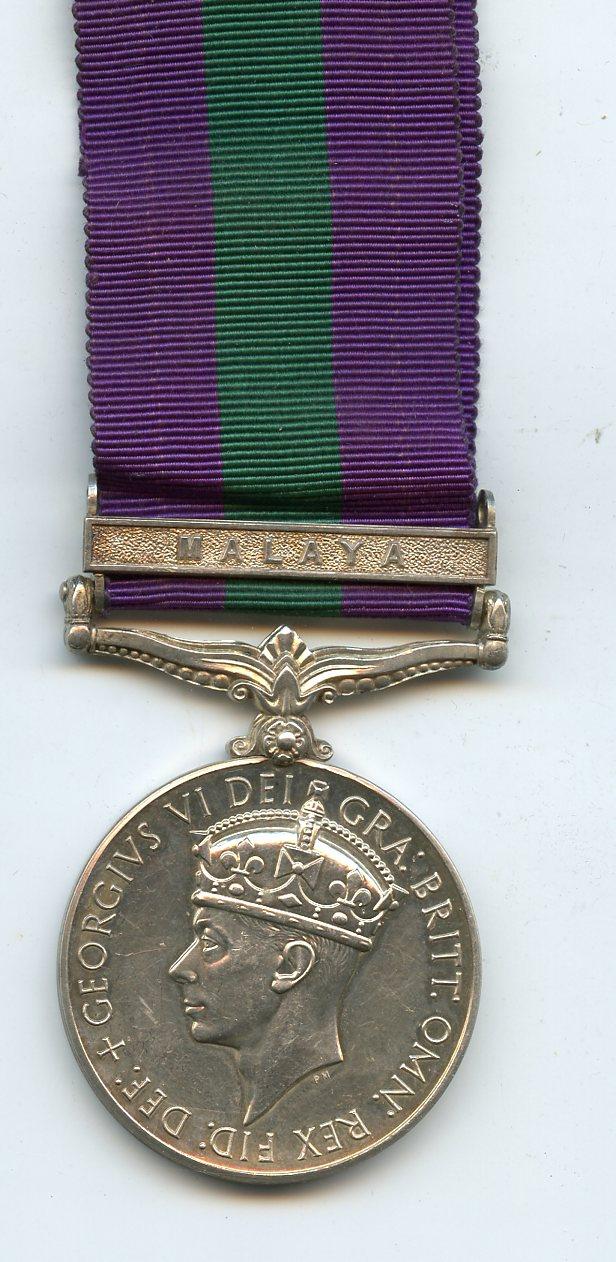 General Service Medal 1918-62 1 Clasp Malaya To L.A.C P. J. Cox RAF