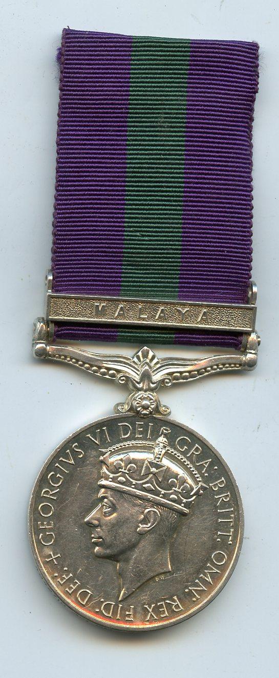 General Service Medal 1918-62 1 Clasp Malaya To A/Cpl A J Taylor, RAF