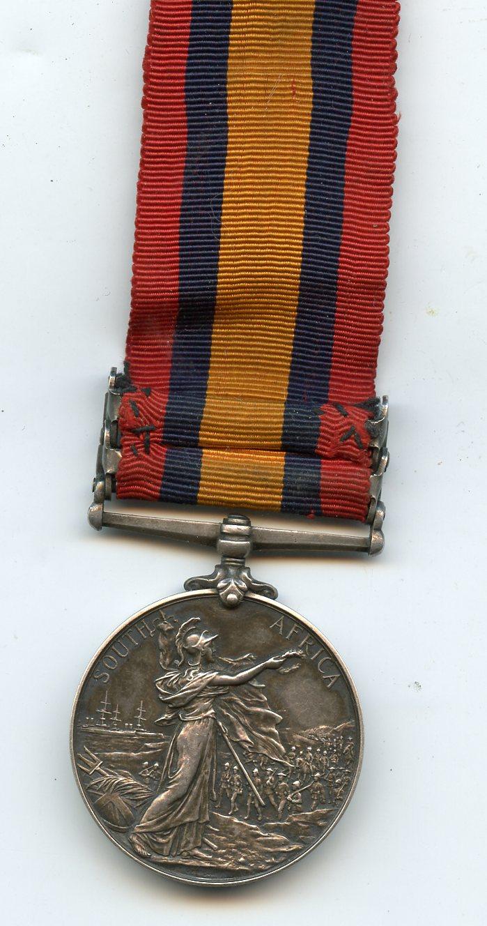 Queens South Africa Medal 1899-1902 2 Clasps  To Pte Albert Gibbs, Derbyshire Regiment