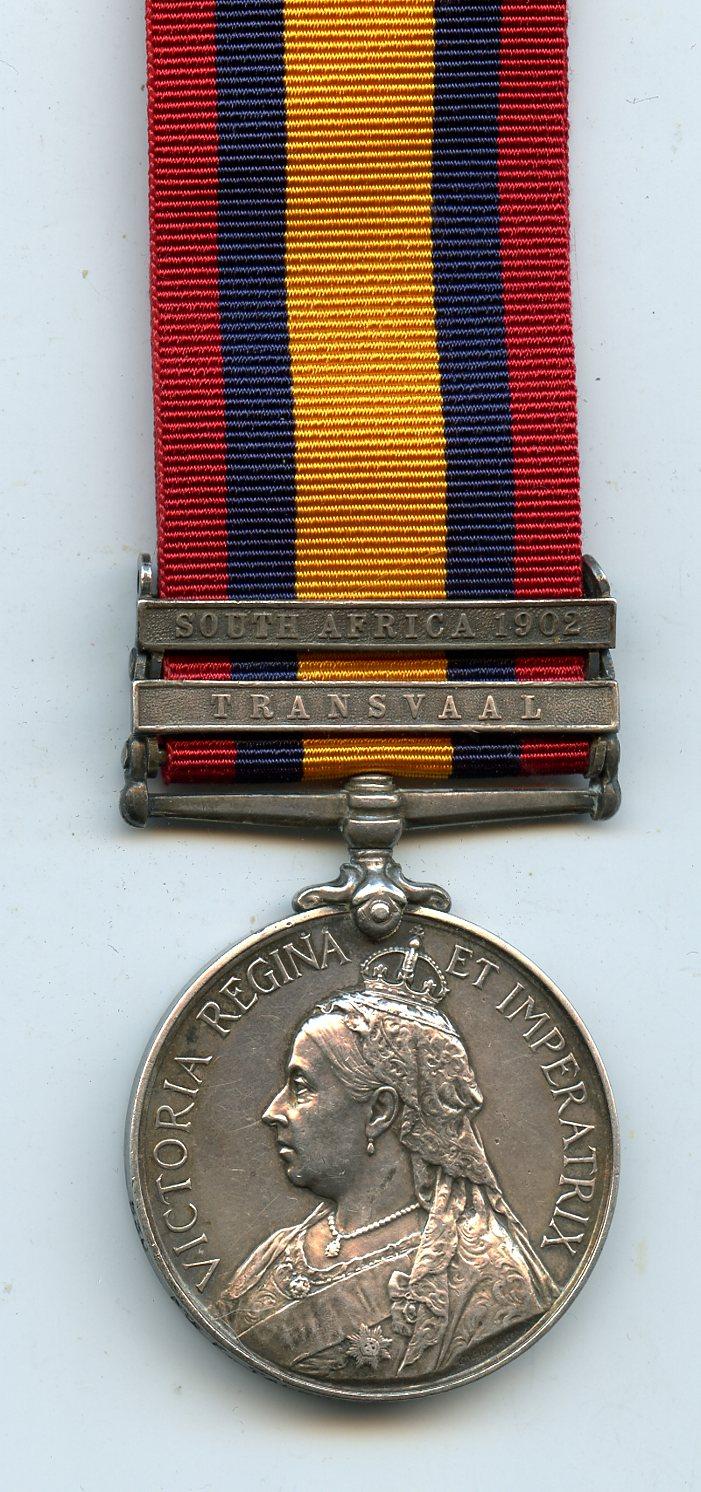 Queens South Africa Medal 1899-1902 2 Clasps To Pte Frederick Talbot, Suffolk Regiment
