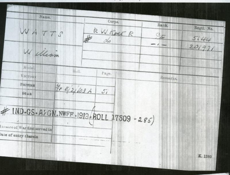 WW1 & Afghanistan Medal Group To Pte William Watts,1/4th Battalion Queen's Own (Royal West Kent Regiment)