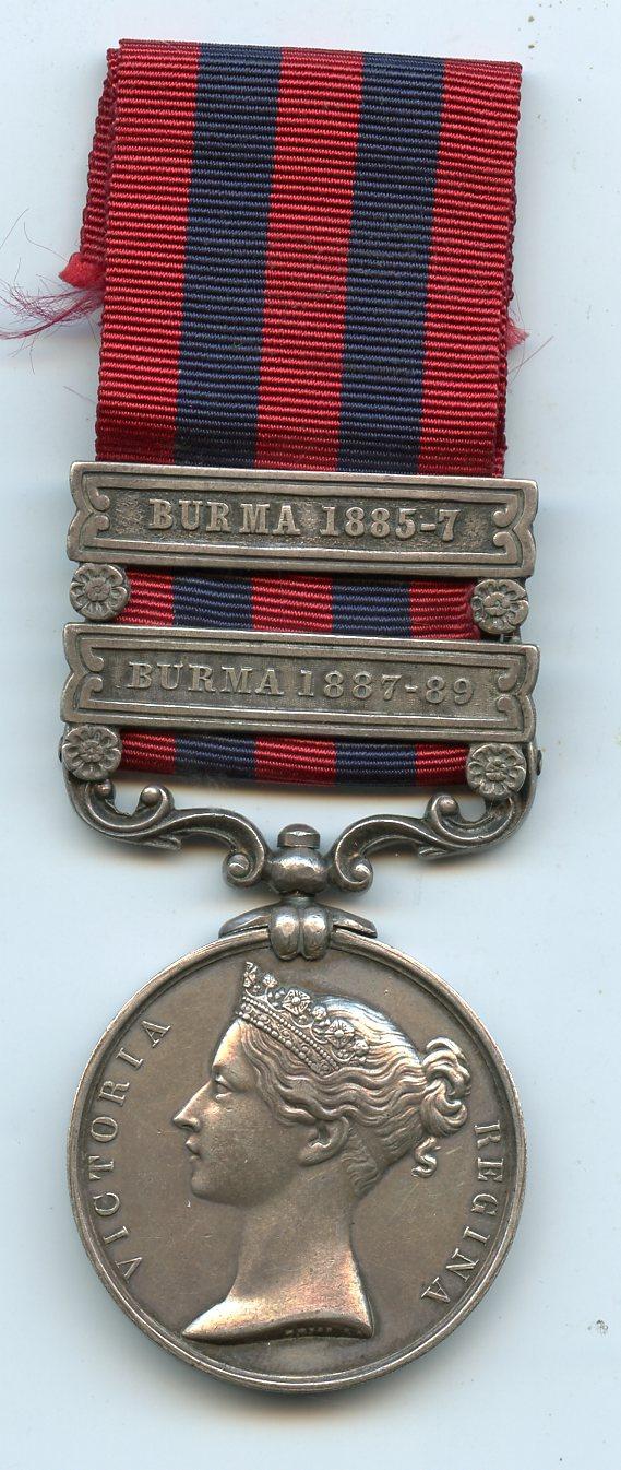 India General Service Medal 1854 : 2 Clasp Burma  To Pte J Henry, Royal Scots Fusiliers