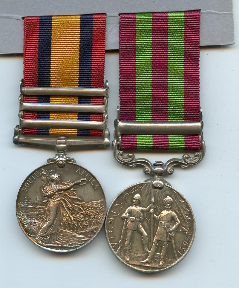 India General Service Medal 1895 & Queens South Africa Medal Pair To Pte G Baker, Somerset Light Infantry