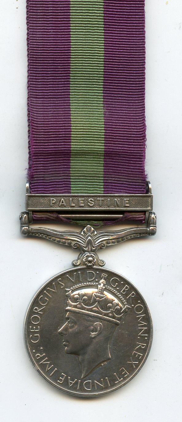 General Service Medal Palestine To Fusilier H Osborne, Royal Fusiliers