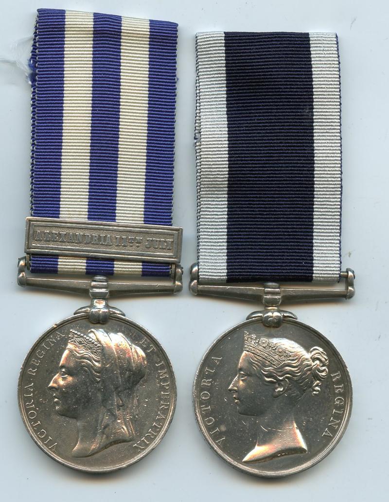 Egypt Alexandria & Navy Long Service Medal Pair To Leading Stoker George Wells, HMS Vernon