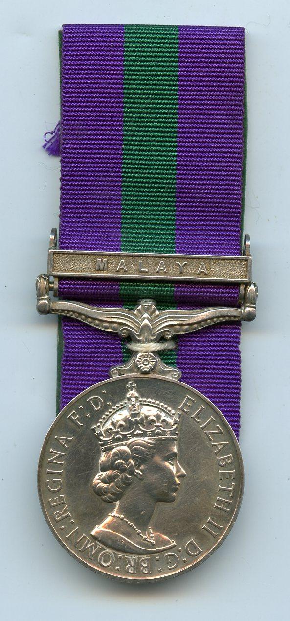 General Service Medal Malaya Pte M D W Lewendon, R.A.O.C.