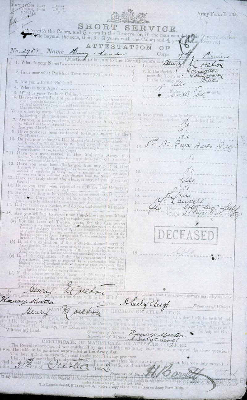 Queens South Africa Medal 1899-1902 2 Clasps To Pte H Morton, 17th Lancers