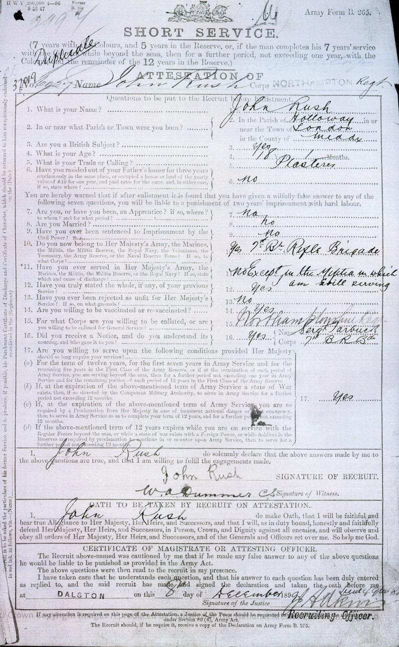 Boer War Pair of Medals To Pte J Rush, Northamptonshire Regiment