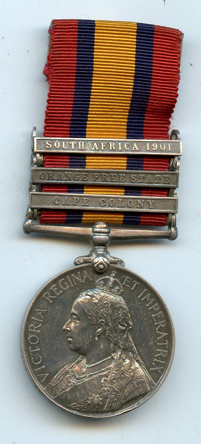 Queens South Africa Medal 1899-1902 3 Clasps To Sgt Rofe Sherlock Richards, 20th Battalion, Imperial Yeomanry, City of London Yeomanry (Rough Riders),