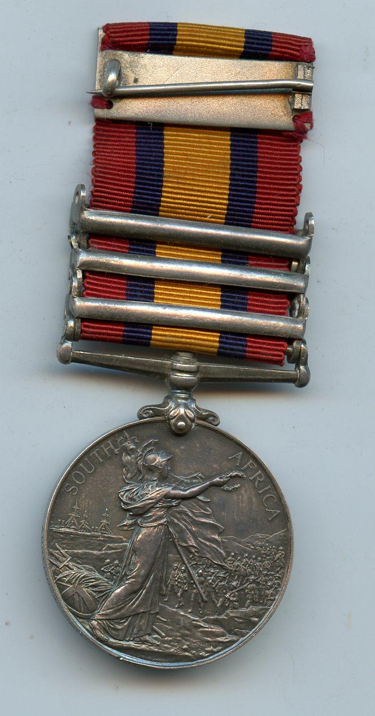 Queens South Africa Medal 1899-1902 3 Clasps To Sgt Rofe Sherlock Richards, 20th Battalion, Imperial Yeomanry, City of London Yeomanry (Rough Riders),